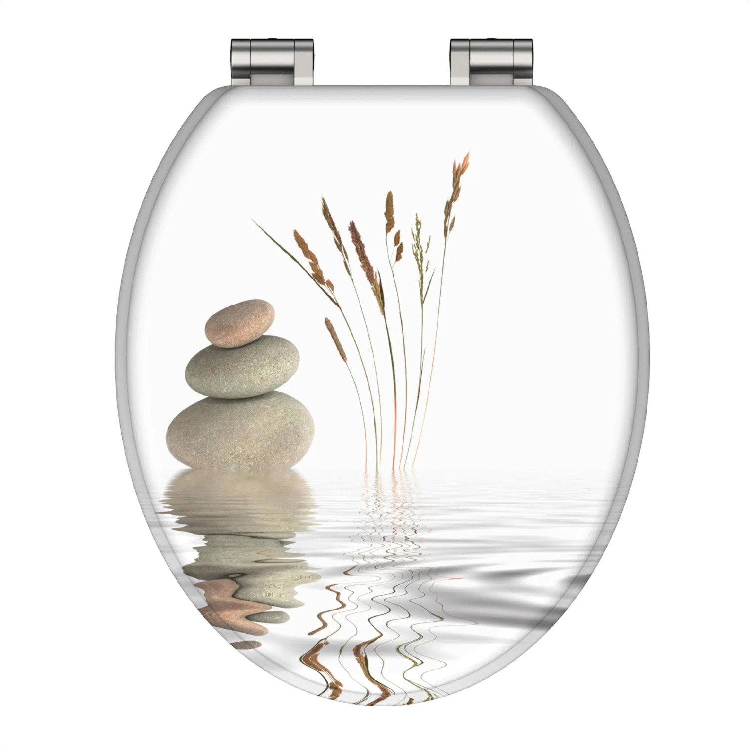 Schütte WC-Sitz MDF Balance mit Steinen und Gräsern im Wasser.