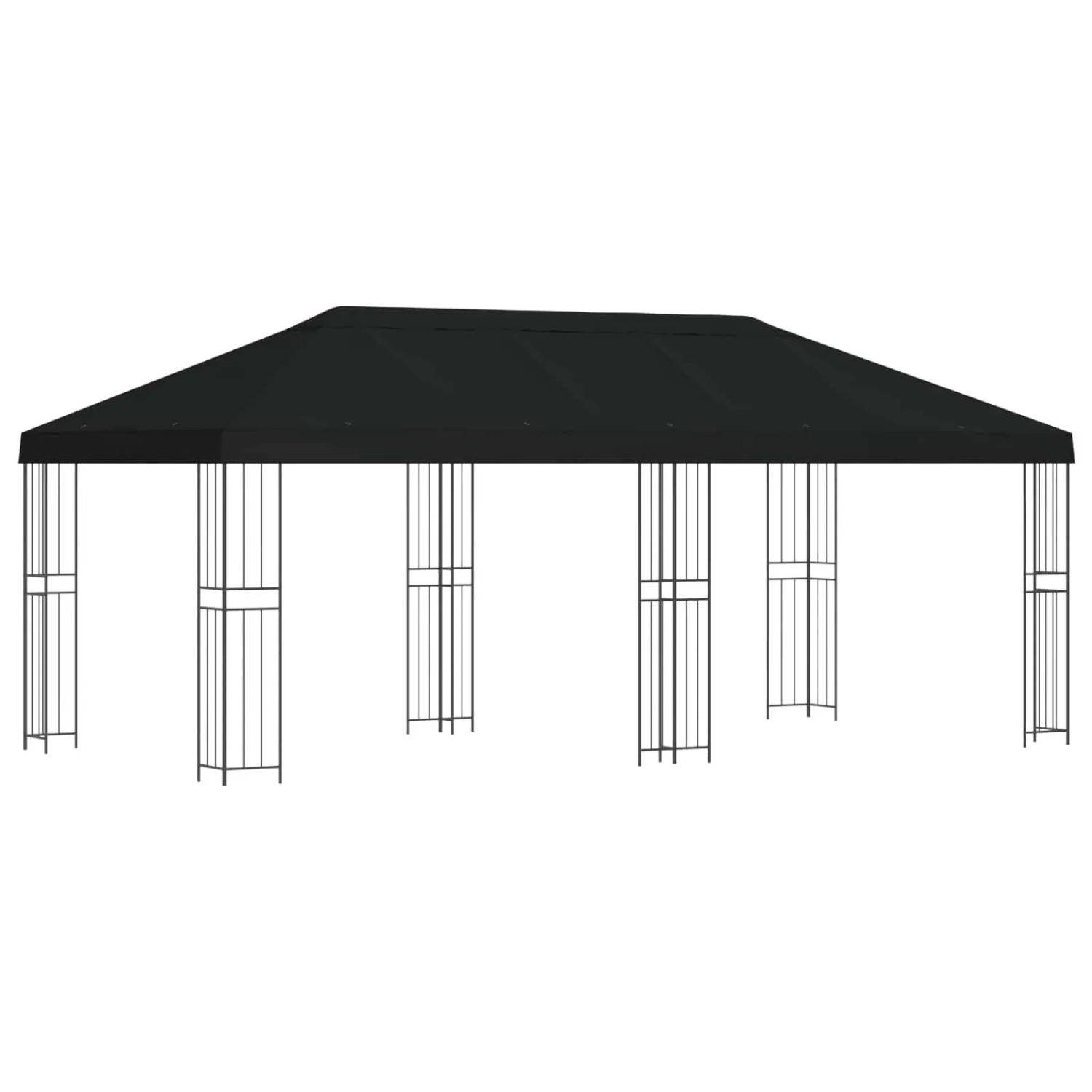 vidaXL Pavillon mit Seitenwänden 6 x 3 m Schwarz Polyester und Stahl 3375991