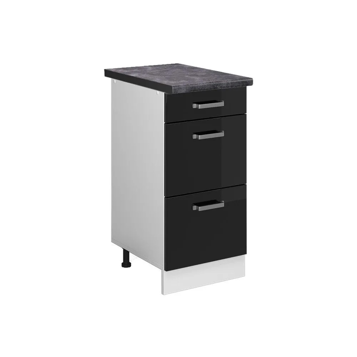 Vicco Küchenunterschrank R-Line Schwarz Hochglanz Weiß 40 cm mit Schubladen AP Anthrazit