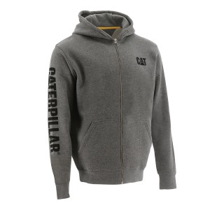 Cat Zip Hoodie Banner in Dunkelgrau, Größe XL. Arbeitskleidung mit Kapuze, Reißverschluss und Cat-Logo.