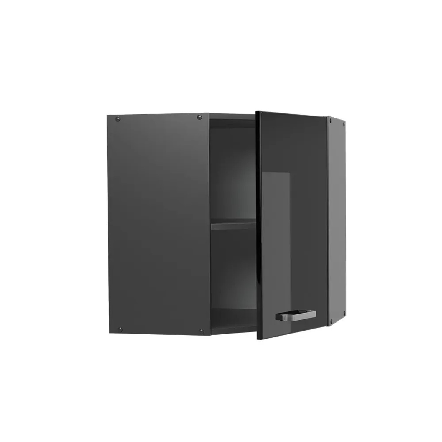 Vicco Eckhängeschrank R-Line, Küchen-Eckschrank in Schwarz Hochglanz/Anthrazit, 57 cm.