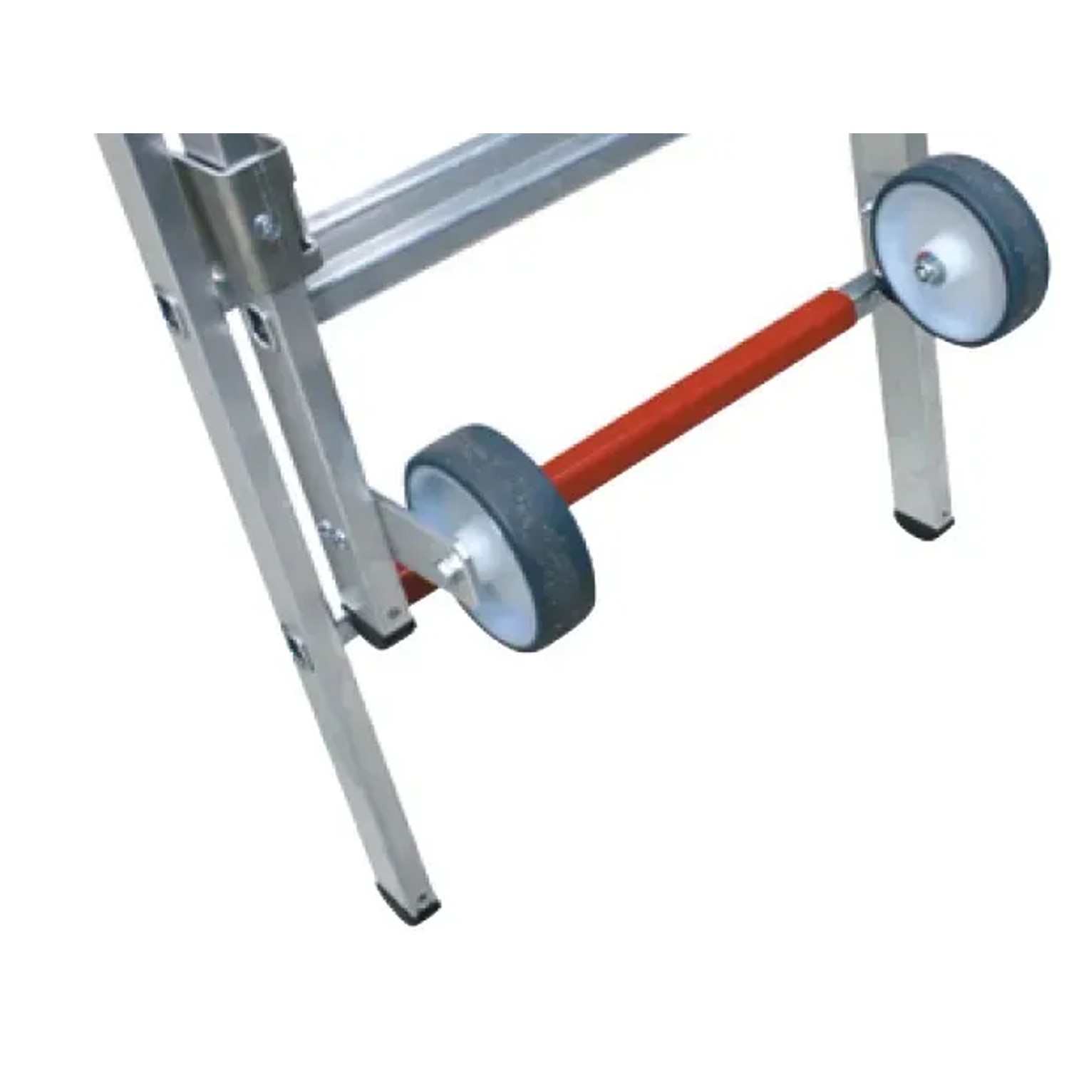 Detailaufnahme der MUNK Plattformleiter FlexxStep mit Rollen für einfachen Transport.