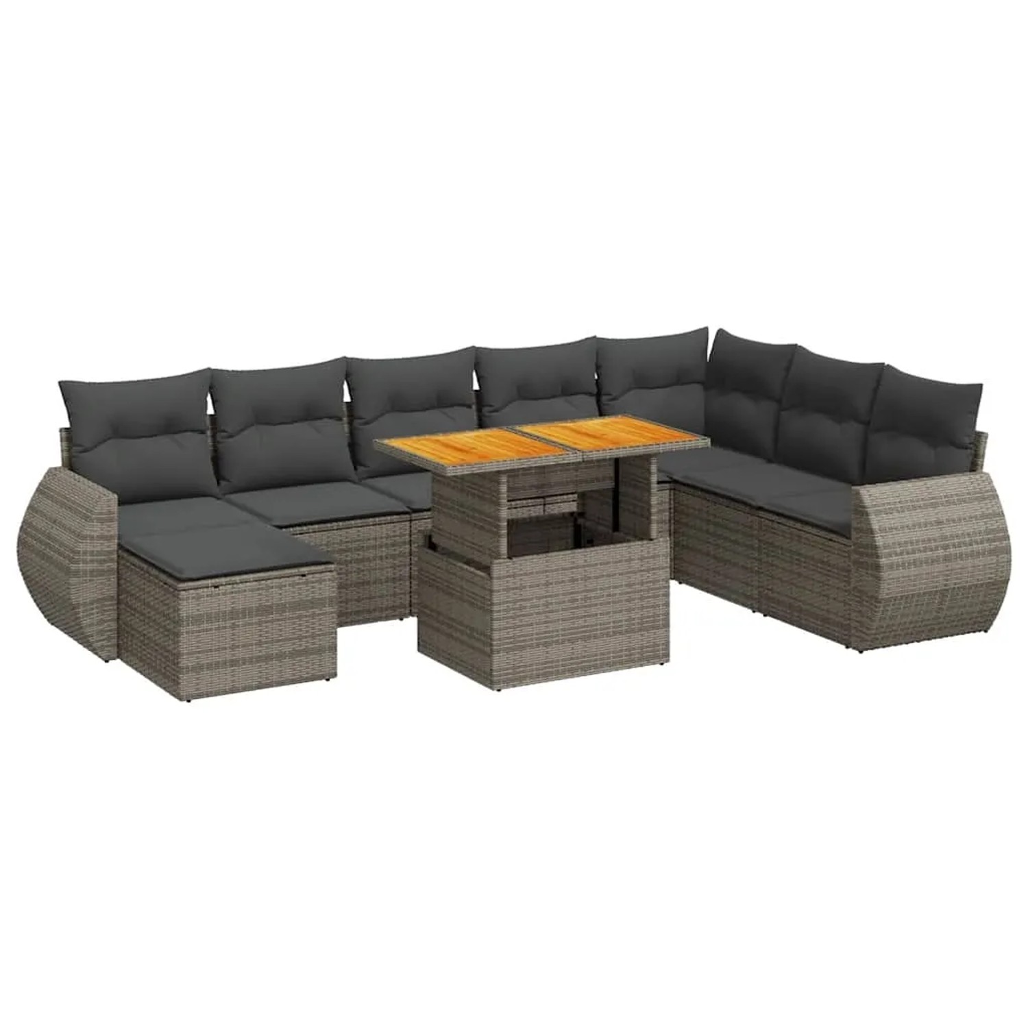 vidaXL 9-Tlg Garten-Sofagarnitur mit Kissen Grau Poly Rattan 3327301 günstig online kaufen