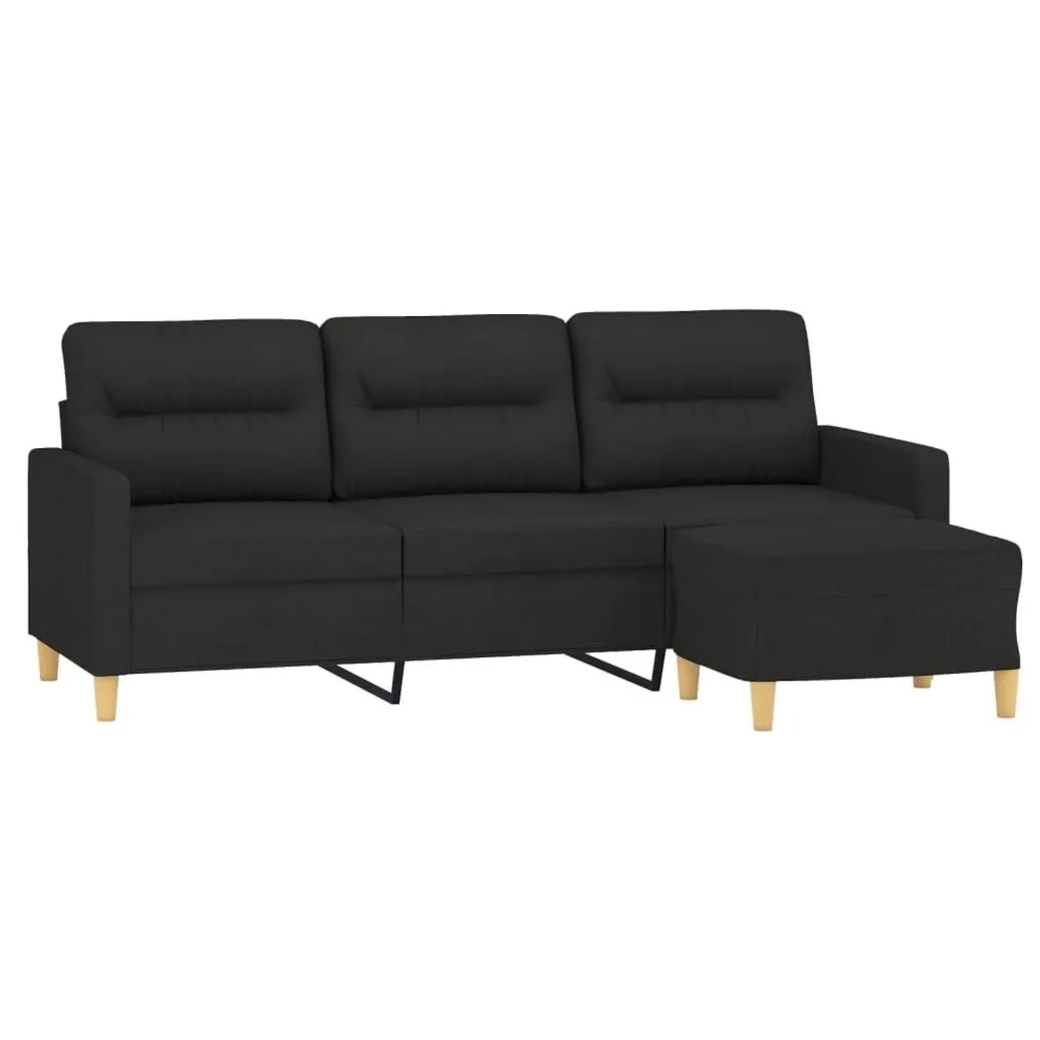 vidaXL 3-Sitzer-Sofa mit Hocker Schwarz 180 cm Stoff 3201077 günstig online kaufen