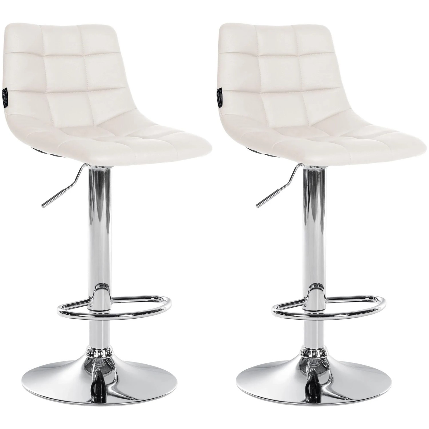 CLP 2er Set Barhocker Jerry Kunstleder Weiß/Chrom
