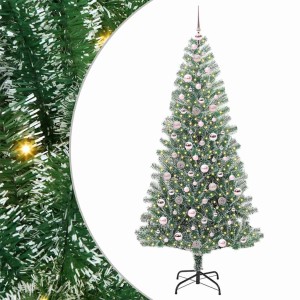 vidaXL Künstlicher Weihnachtsbaum Beschneit mit LED Licht 210 cm 3396826