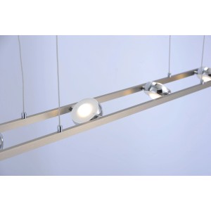 Moderne LED-Pendelleuchte Lolasmart-Opti aus Stahl, App-steuerbar, 98 cm breit.