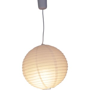 Weiße Näve Pendelleuchte Ping Pong aus Zellulosefasern, Ø 30 cm.