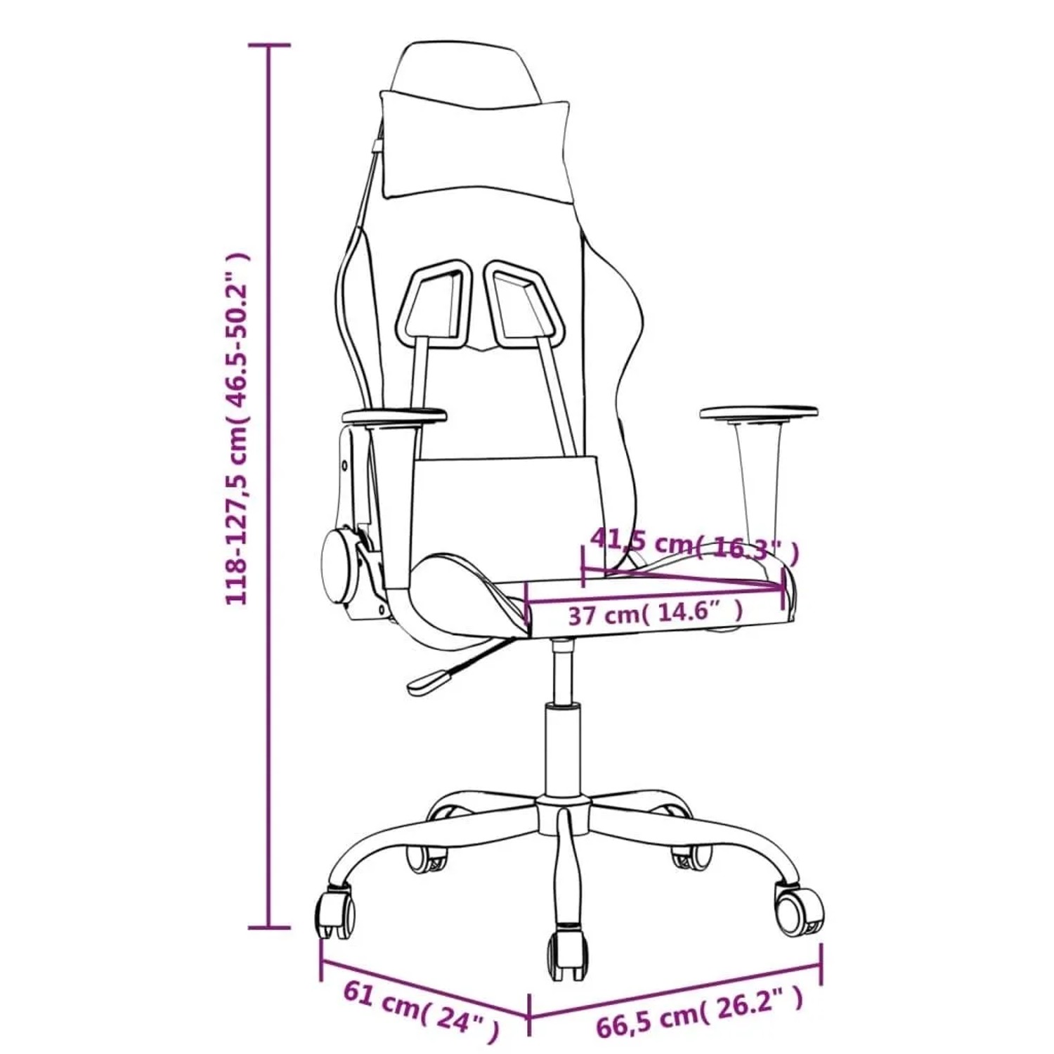 vidaXL Gaming-Stuhl mit Massagefunktion Schwarz und Grau Kunstleder 345403_14