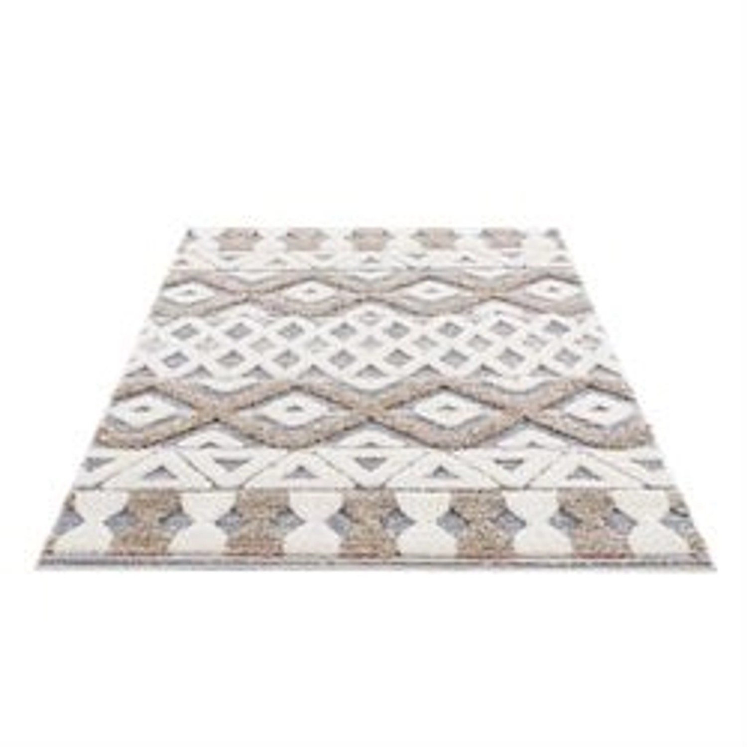 payé Teppich Nara-3050 Hochflor 200x290 cm Grau Rautenmuster günstig online kaufen