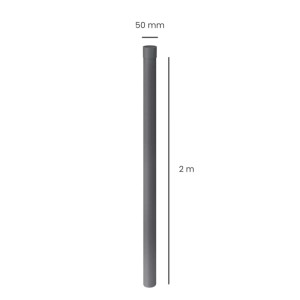 Anthrazitfarbenes INEFA PVC Fallrohr, 200 cm lang, DN 50, mit Steckmuffe zur Regenwasserableitung.