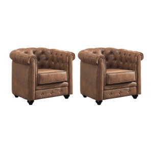 Vente-unique Sessel Mit Gerader Rückenlehne Chesterfield Braun 82 cm