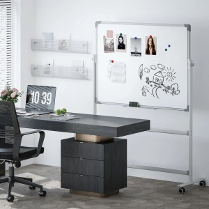 HOMCOM Whiteboard mit Rollen, verzinkte Platte, 127x50x165cm, ideal für Bürobedarf.