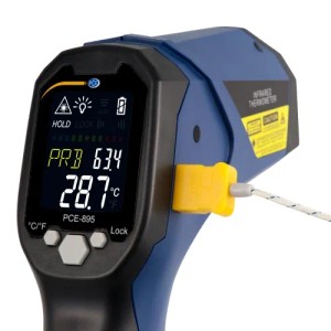 Digitalthermometer PCE Instruments 895 zur präzisen Temperaturmessung mit Dual-Laser und Display.
