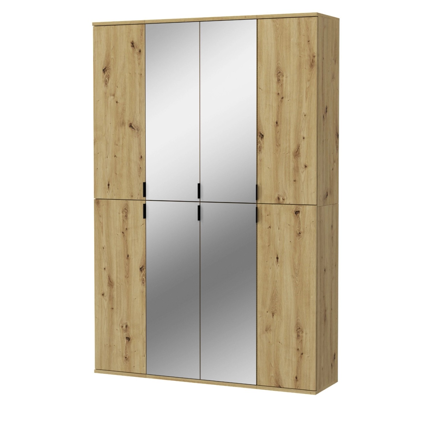 Inn.Furn Garderobenschrank Eiche Artisan 121 cm mit Spiegel Line-Up günstig online kaufen