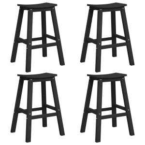 Set aus 6 schwarzen vidaXL Barhockern aus HDPE für Garten und Terrasse.