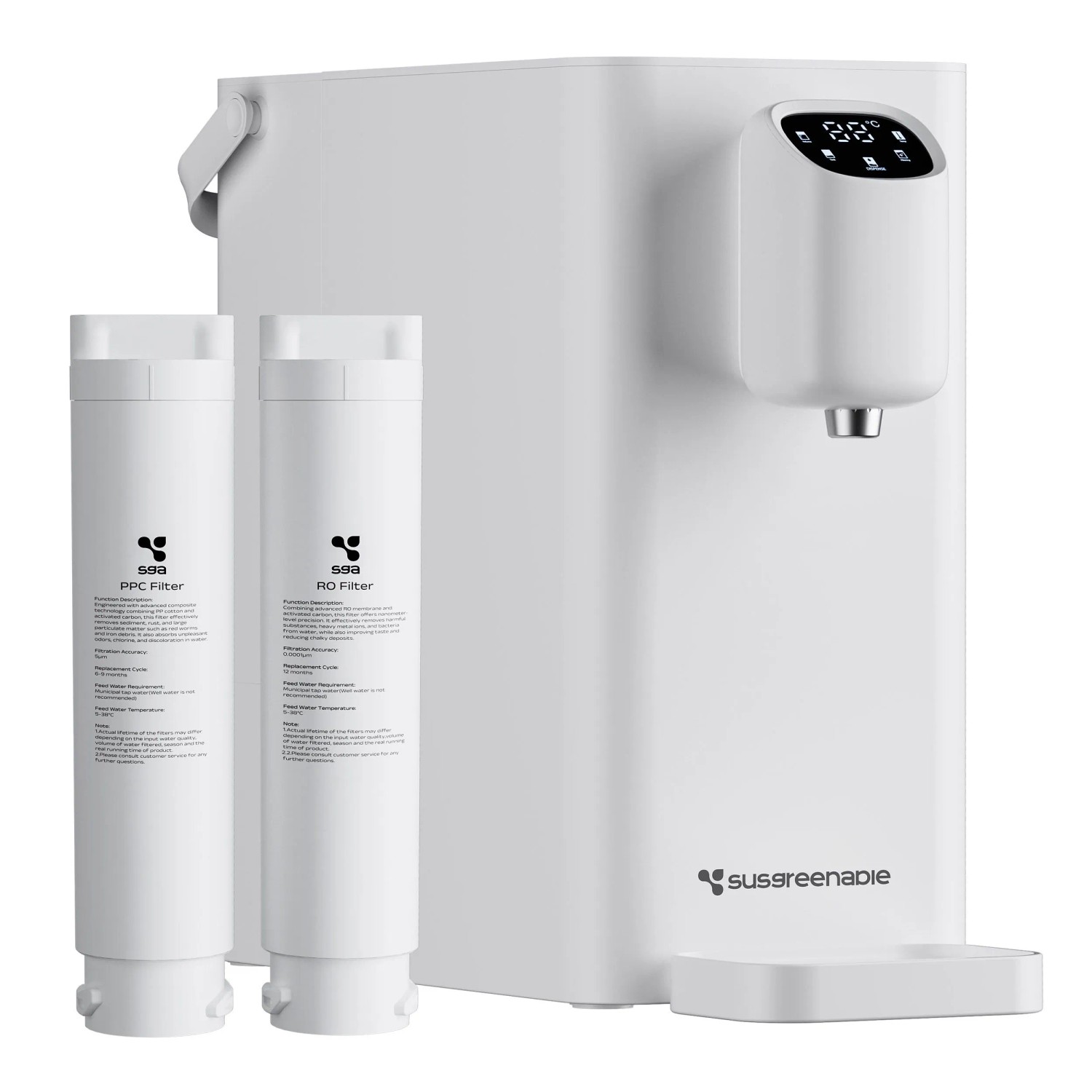 SUSGREENABLE RO Wasserfilter Tisch Umkehrosmoseanlage Wasserreiniger SGIWDR04-W