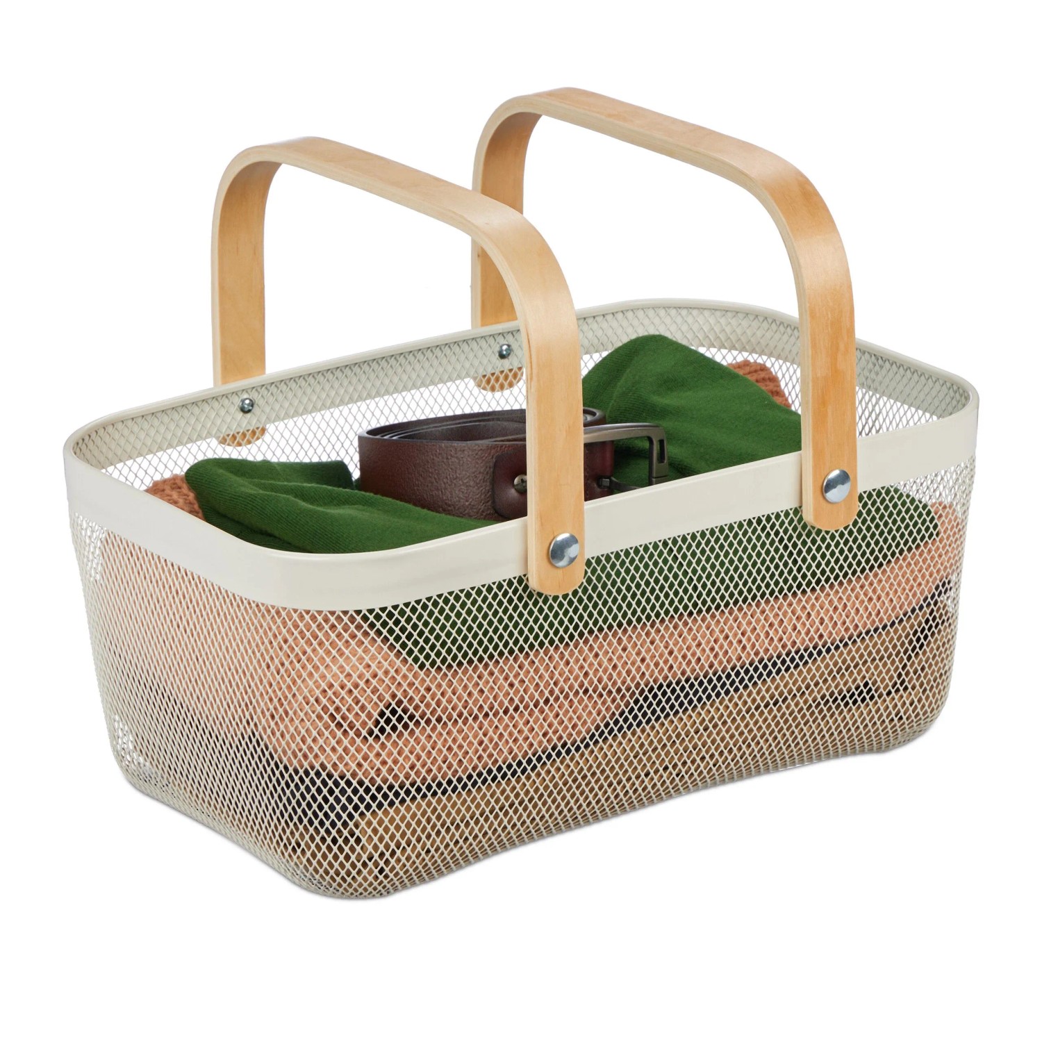 Relaxdays Drahtkorb mit Henkeln Stahl Weiß 17,5 cm x 43 cm x 27 cm 0,8 kg
