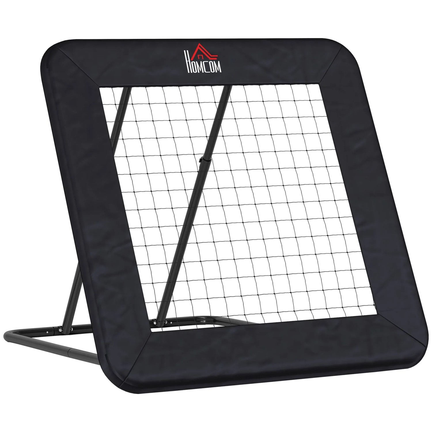 HOMCOM Fußball Rebounder Metall PE Polyester Schwarz 128L x 118B x 120H cm