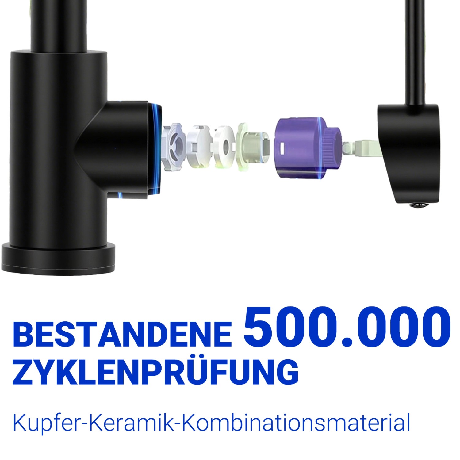 AICA Wasserhahn 360° Drehbare Wassersparende Schwarz Küchenarmatur Hochdruckfestes Design aus 304 Edelstahl Gefertigt Kaltes/Warmes Wasser_6