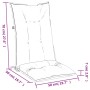 Technische Skizze einer Hochlehner-Auflage mit Maßen: 70 cm Rücken, 50x50 cm Sitzfläche, 7 cm Dicke.