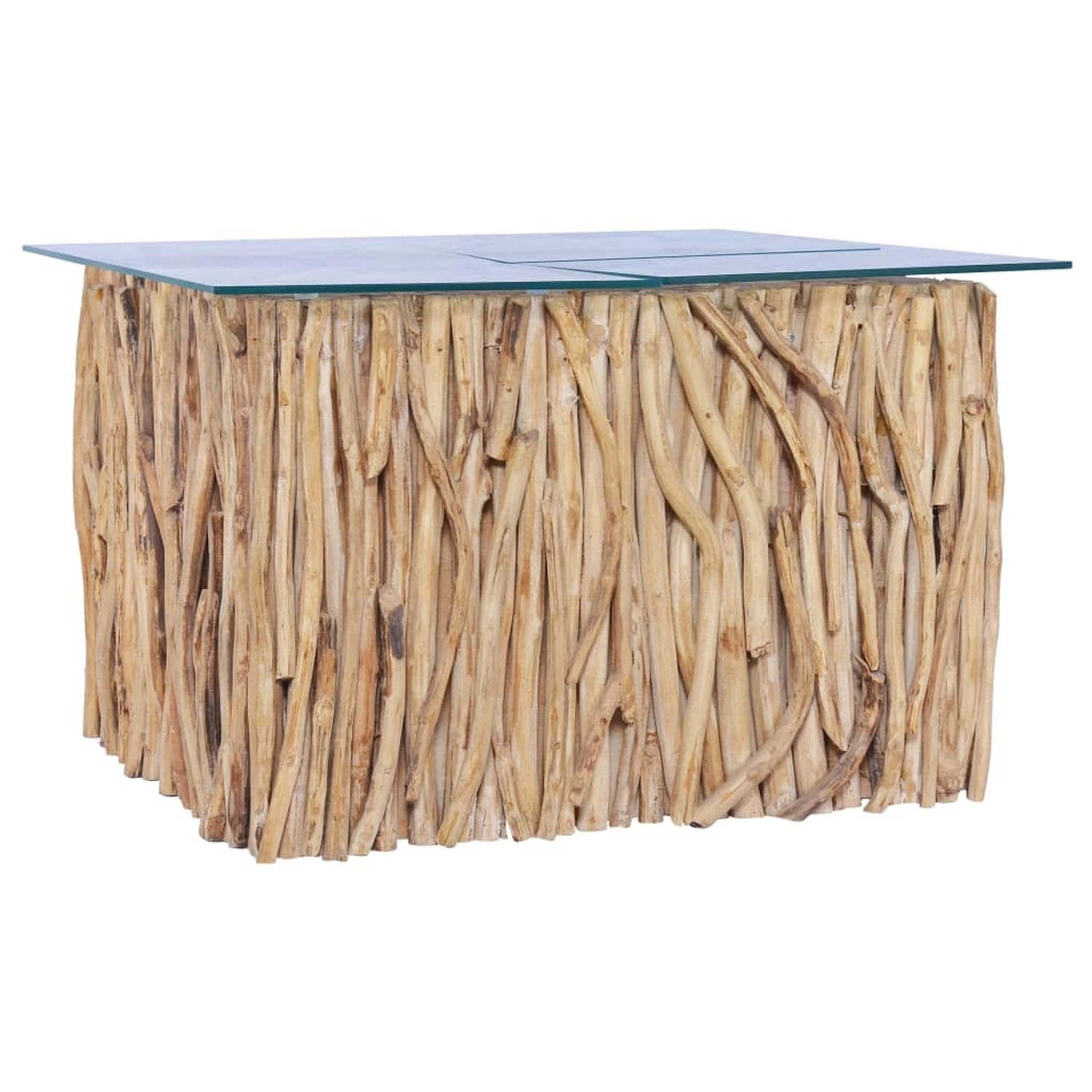 vidaXL Couchtisch mit Glasplatte 66x66x40 cm Massivholz Teak 288814 günstig online kaufen