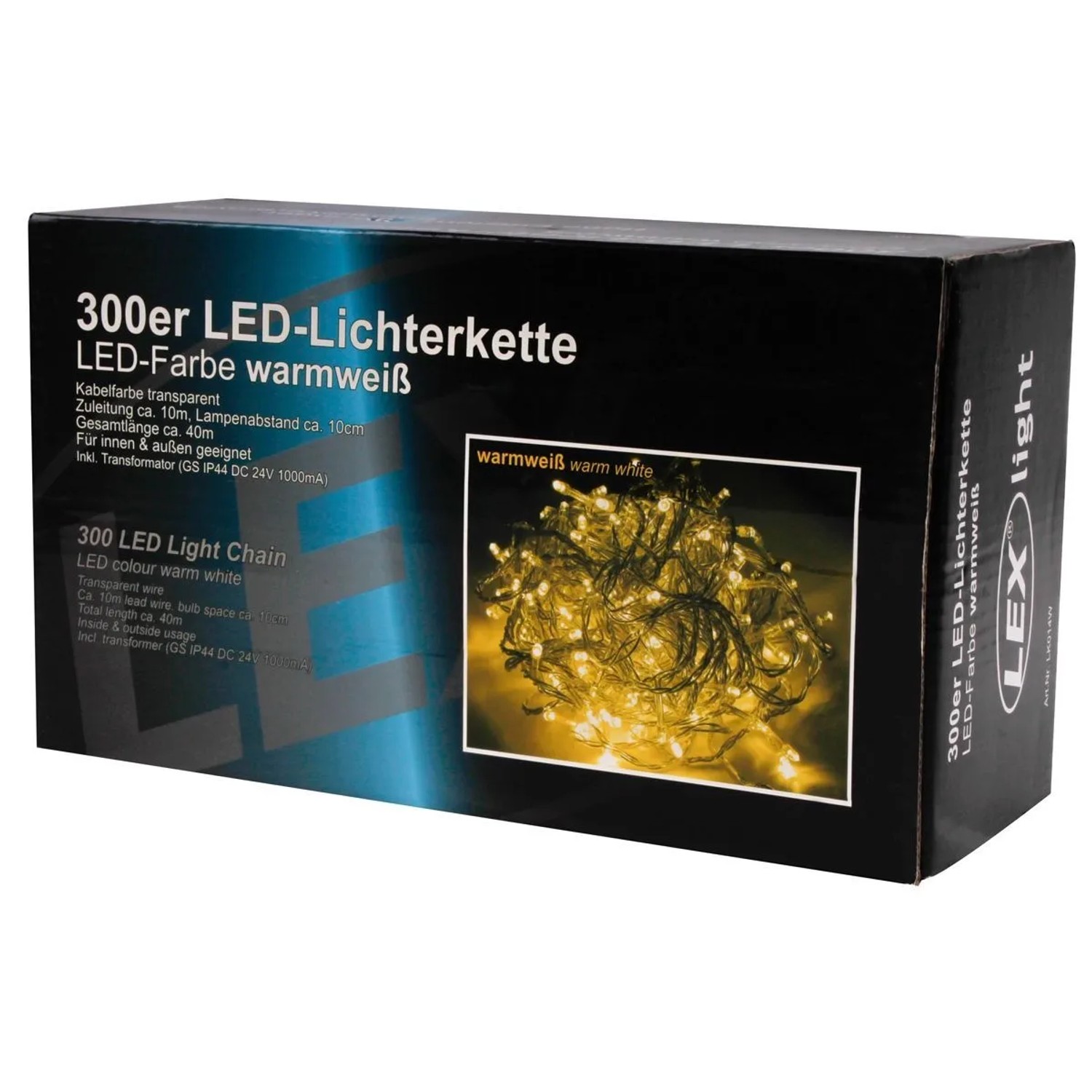 Lex 300er LED Lichterkette Außen Innen Partylicht Weihnachtslichterkette Warmweiß