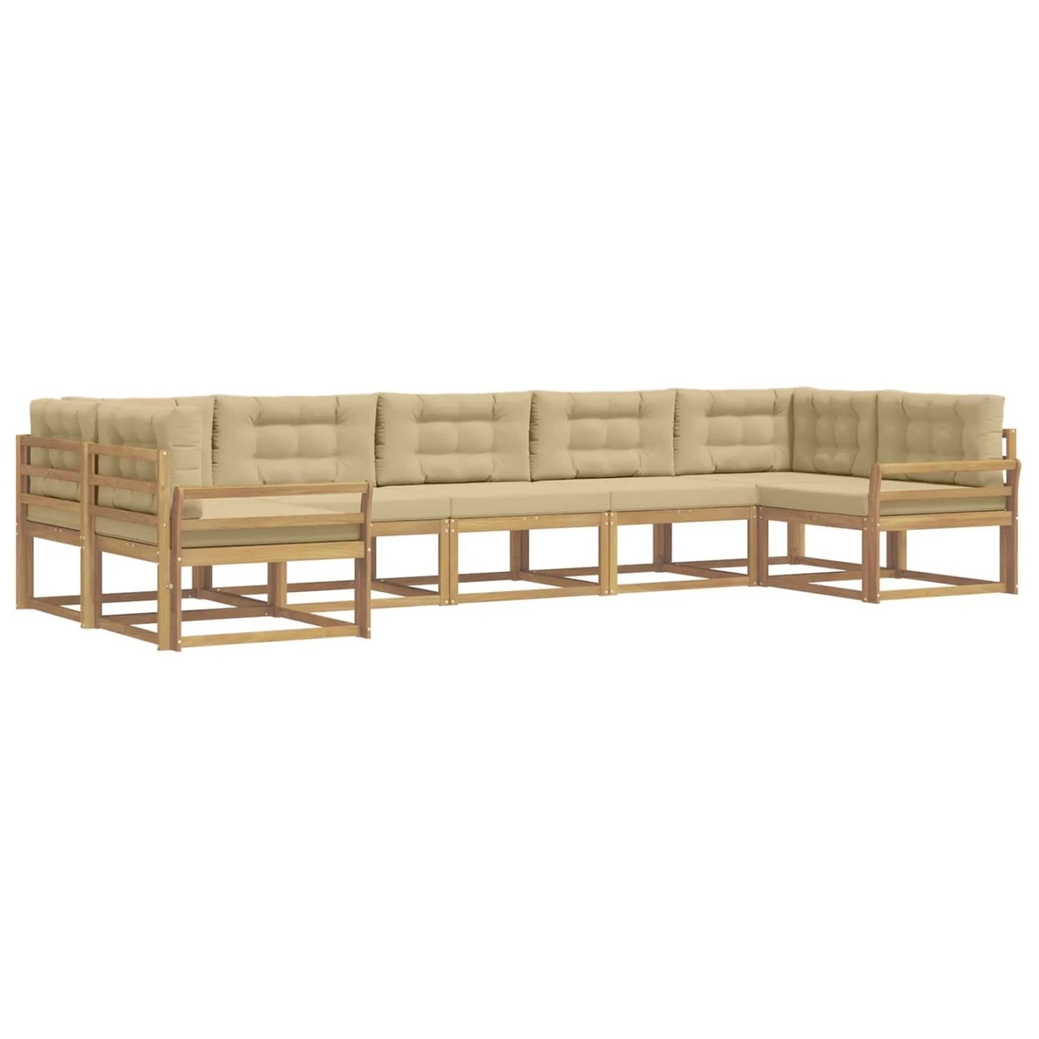 vidaXL Outdoor-Sofagarnitur mit Kissen 7 Stk Weiß und Beige 3386972