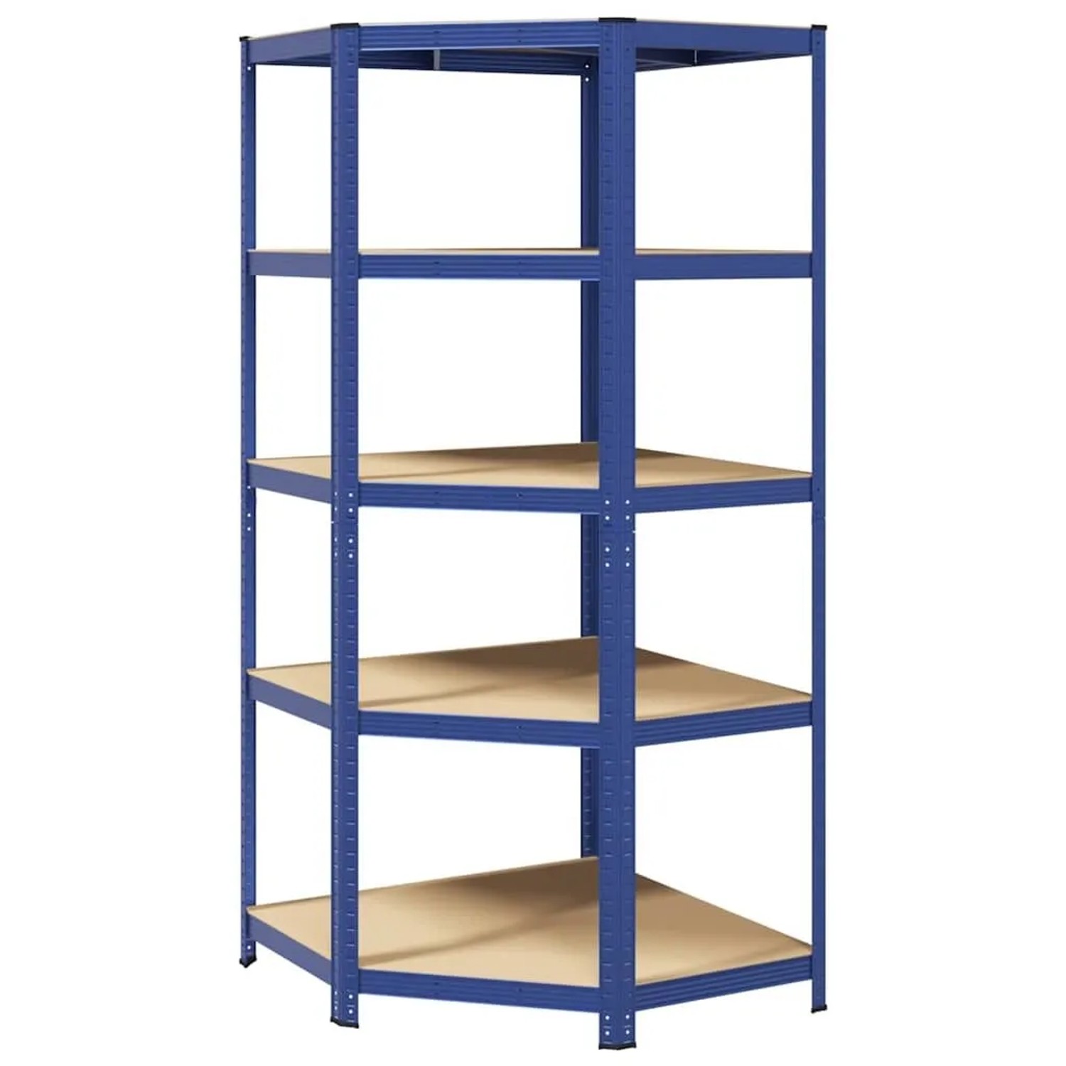 vidaXL Eckregal mit 5 Böden Blau Stahl & Holzwerkstoff 4016964