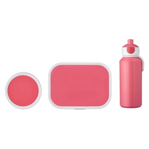 Mepal Campus Lunchset, 3-teilig, pink: Brotdose, Trinkflasche und Obstbox für die Schule.