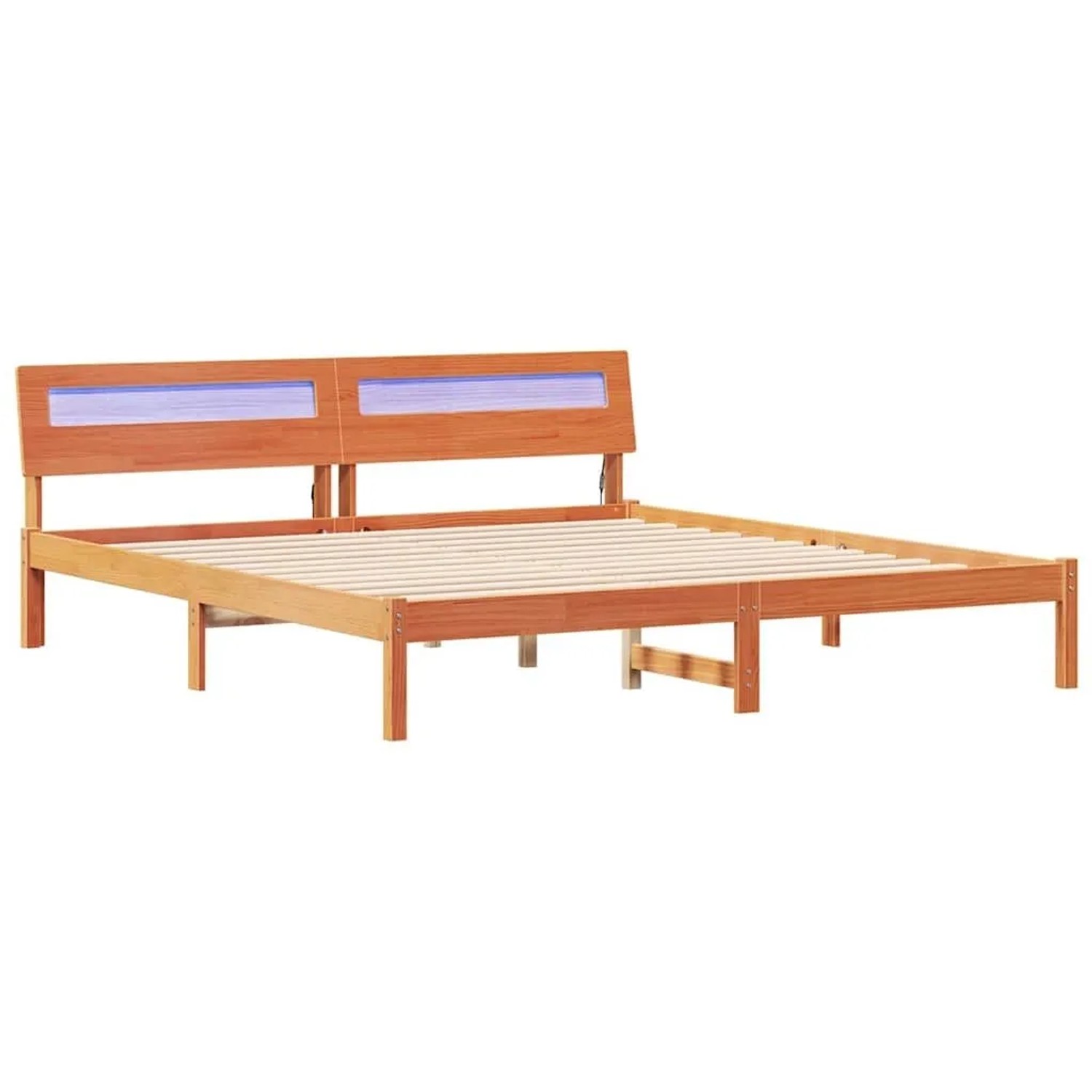 vidaXL Bettrahmen mit Kopfteil Braun 200 x 200 cm Massives Kiefernholz 3385744