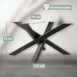 Schwarzes holz4home Tiempo Spider Tischgestell aus Metall für Esstische, Mittelfuß.
