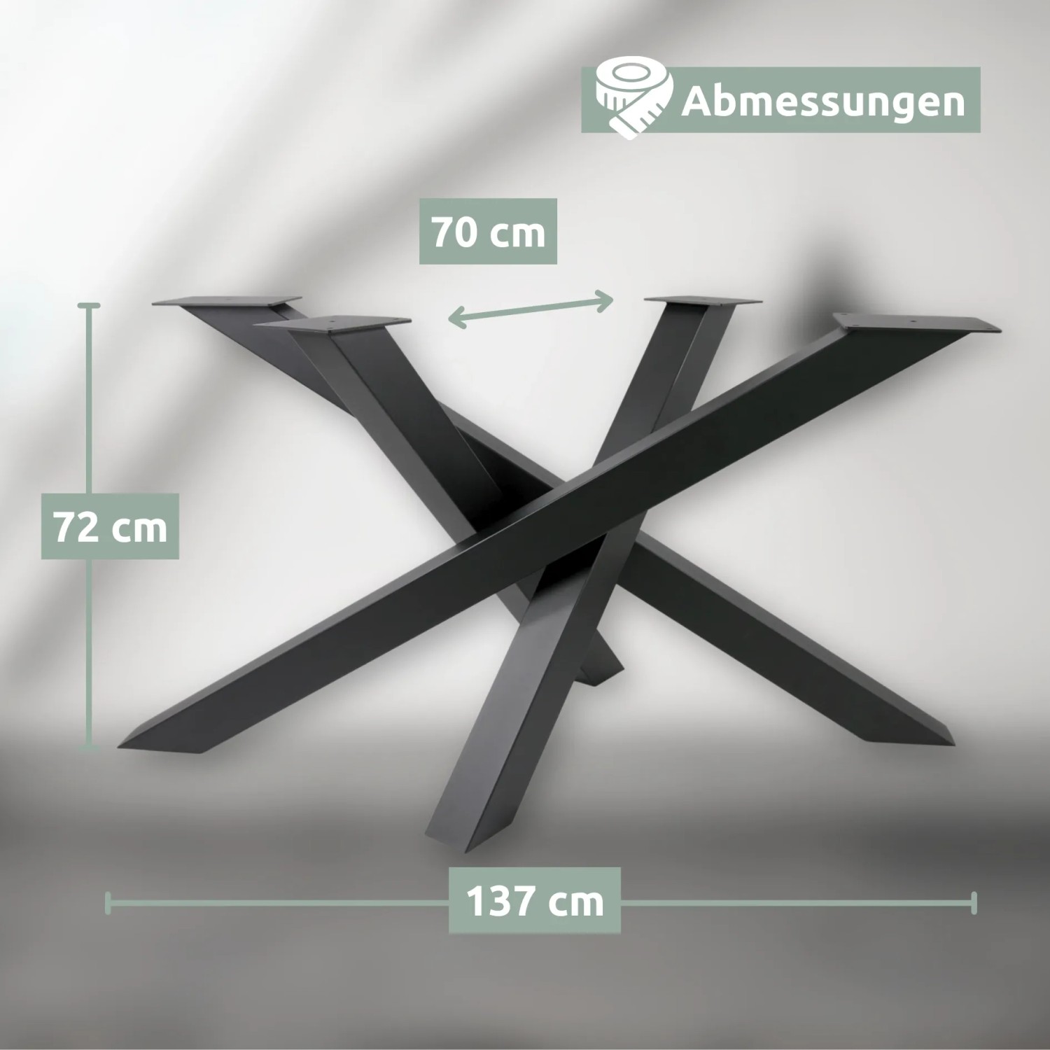 Schwarzes holz4home Tiempo Spider Tischgestell aus Metall für Esstische, Mittelfuß.