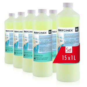 6 Flaschen Baycinex Beckenrandreiniger, je 1l. Pool Reiniger Set für saubere Beckenränder.