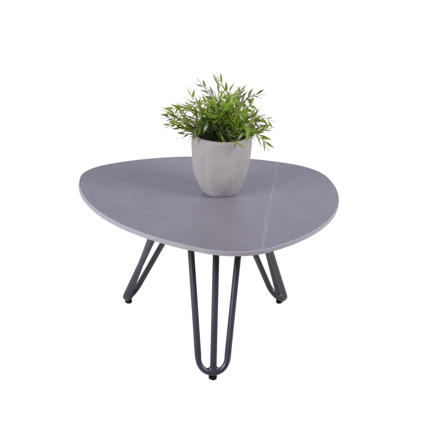 DELUKE Gartentisch KALLE Aluminium Gesinterter Stein Grau 68x68x39cm Terrassentisch Wetterfest Outdoor Tisch
