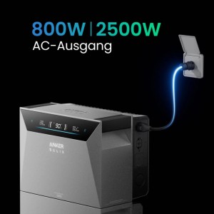 Anker SOLIX Solarbank 4 E5000 Pro mit digitalem Display, 800W/2500W AC-Ausgang. Balkonkraftwerk Speicher.