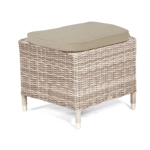 Natur24 Solana Hocker, White-Coral Kunststoffgeflecht mit Kissen, ideal für den Garten.