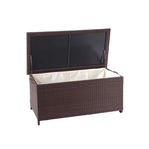 Proregal Poly-Rattan Kissenbox HxBxT 51x100x50cm Premium Braun 170L Gartentruhe Auflagenbox Truhe