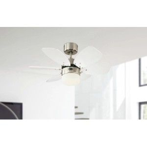 WESTINGHOUSE Deckenventilator Flora Royale Chrom, 76 cm, mit Lampe und Zugbändern.