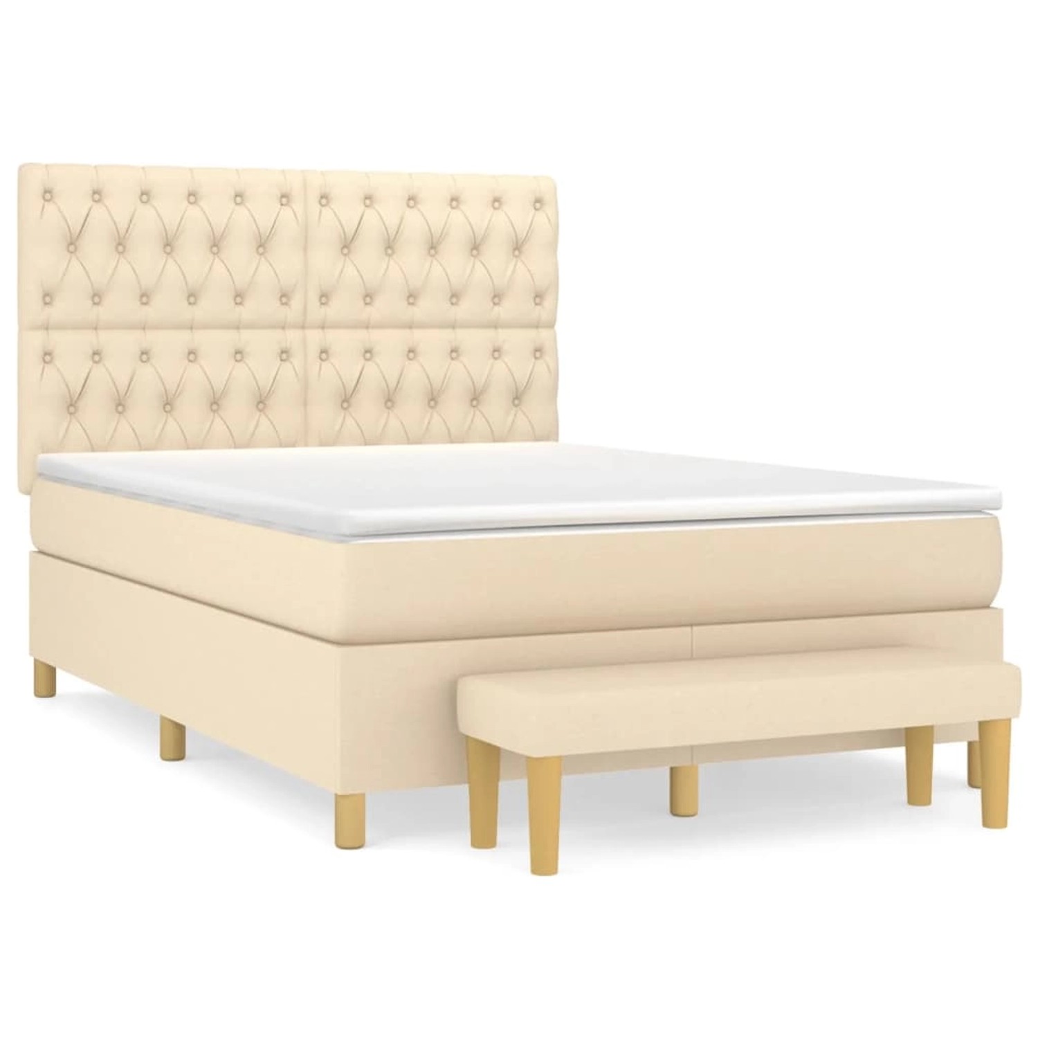 vidaXL Boxspringbett mit Matratze Creme 140x190 cm Stoff1397132 günstig online kaufen