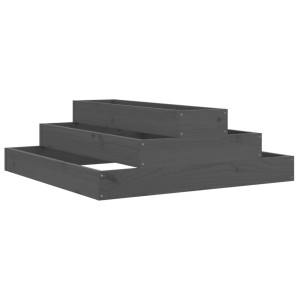 vidaXL Pflanzkübel Grau 80x80x27 cm Massivholz Kiefer 823894