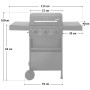 Schwarzer Taino Compact 3+0 Gasgrill mit 3 Brennern, klappbaren Seitenablagen und Maßen 113x100 cm. Perfekt für Balkon & Terrasse.