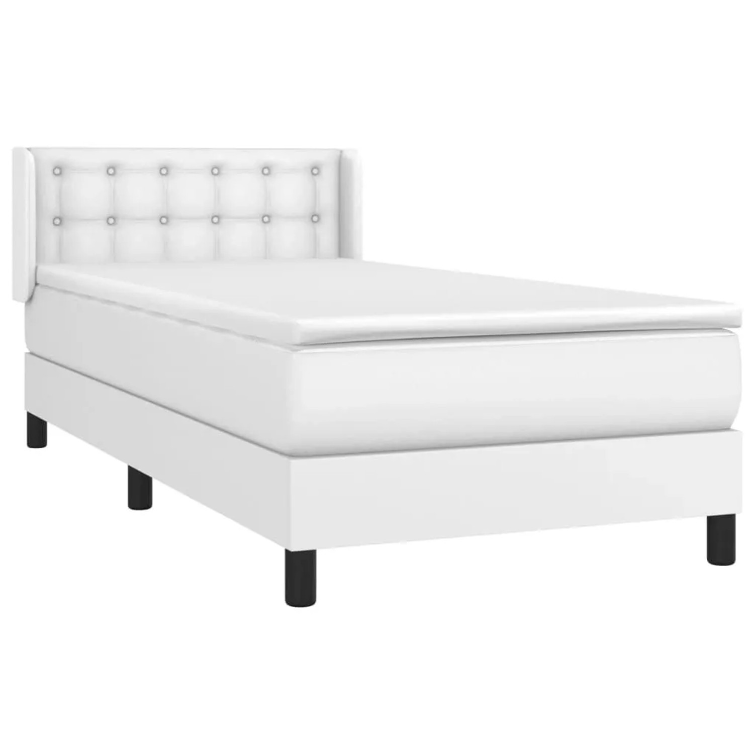 vidaXL Boxspringbett mit Matratze Weiß 90x200 cm Kunstleder 3130758 günstig online kaufen