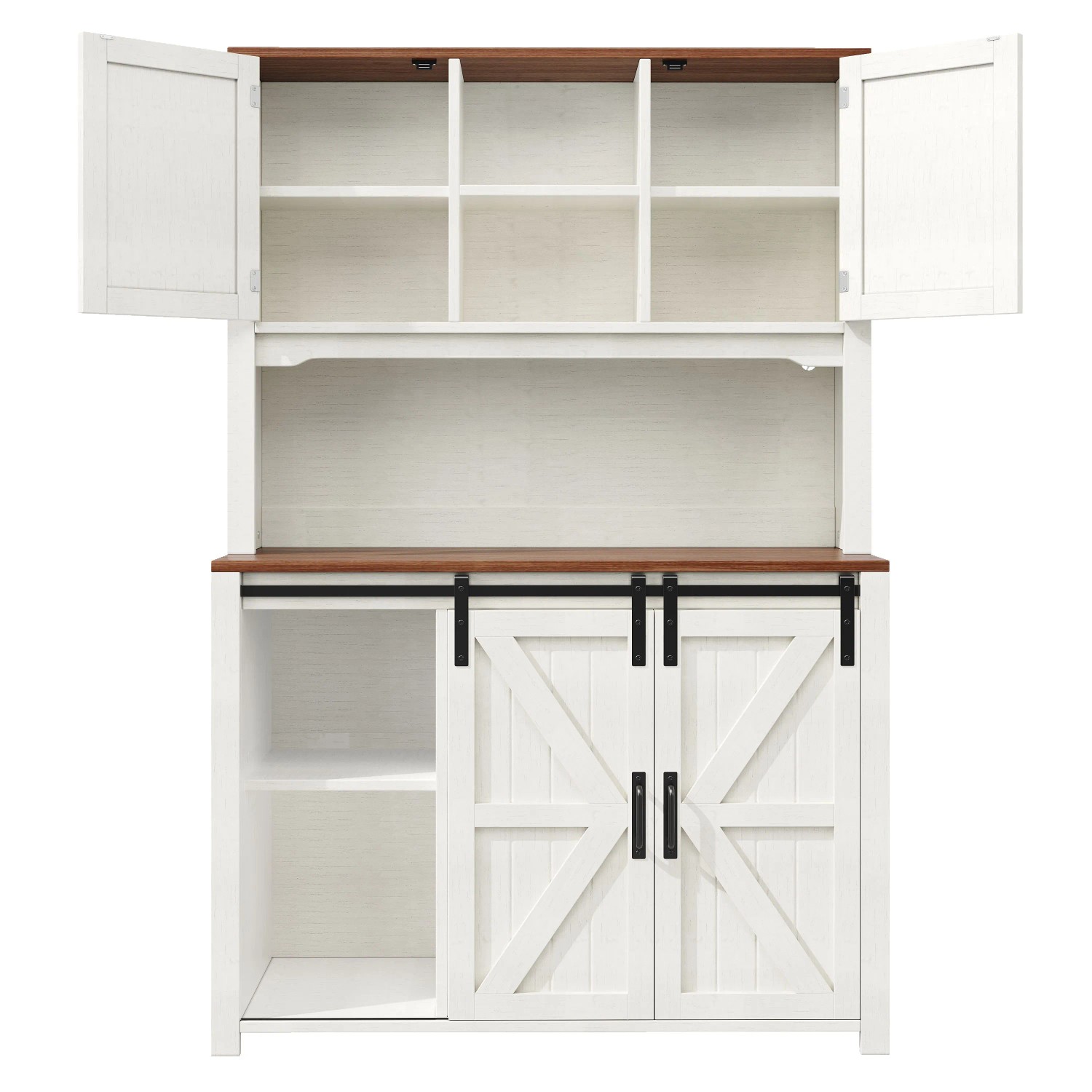 okwish Küchenschrank mit Schiebetüren LED-Beleuchtung Küche 115x40x174cm Weiß