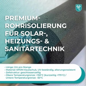 Graue Scorprotect Solar EPDM Rohrisolierung, 35x25 mm, 2m Stange für Heizungsinstallation.