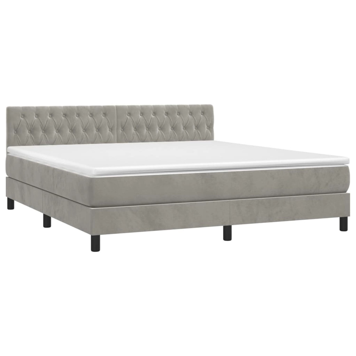 vidaXL Boxspringbett mit Matratze & LED Hellgrau 160x200 cm Samt 3134591 günstig online kaufen