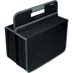 Meyliving Hobbyhelfer, schwarze Aufbewahrungsbox aus Polyester, faltbar mit Tragegriff.