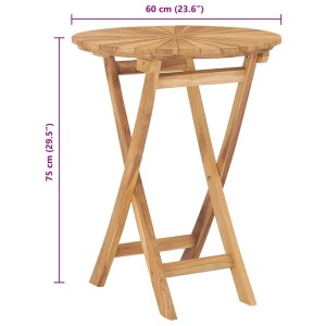 Klappbarer Gartentisch aus Teakholz, Ø 60 cm. Praktischer, wetterfester Tisch für Balkon und Garten.