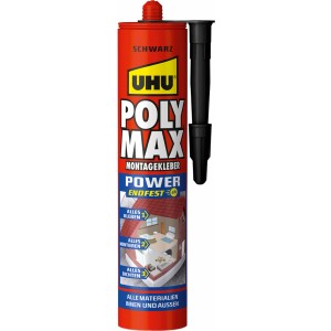 UHU Poly Max Montagekleber Power Schwarz, 425g Kartusche. Baukleber für innen und außen.