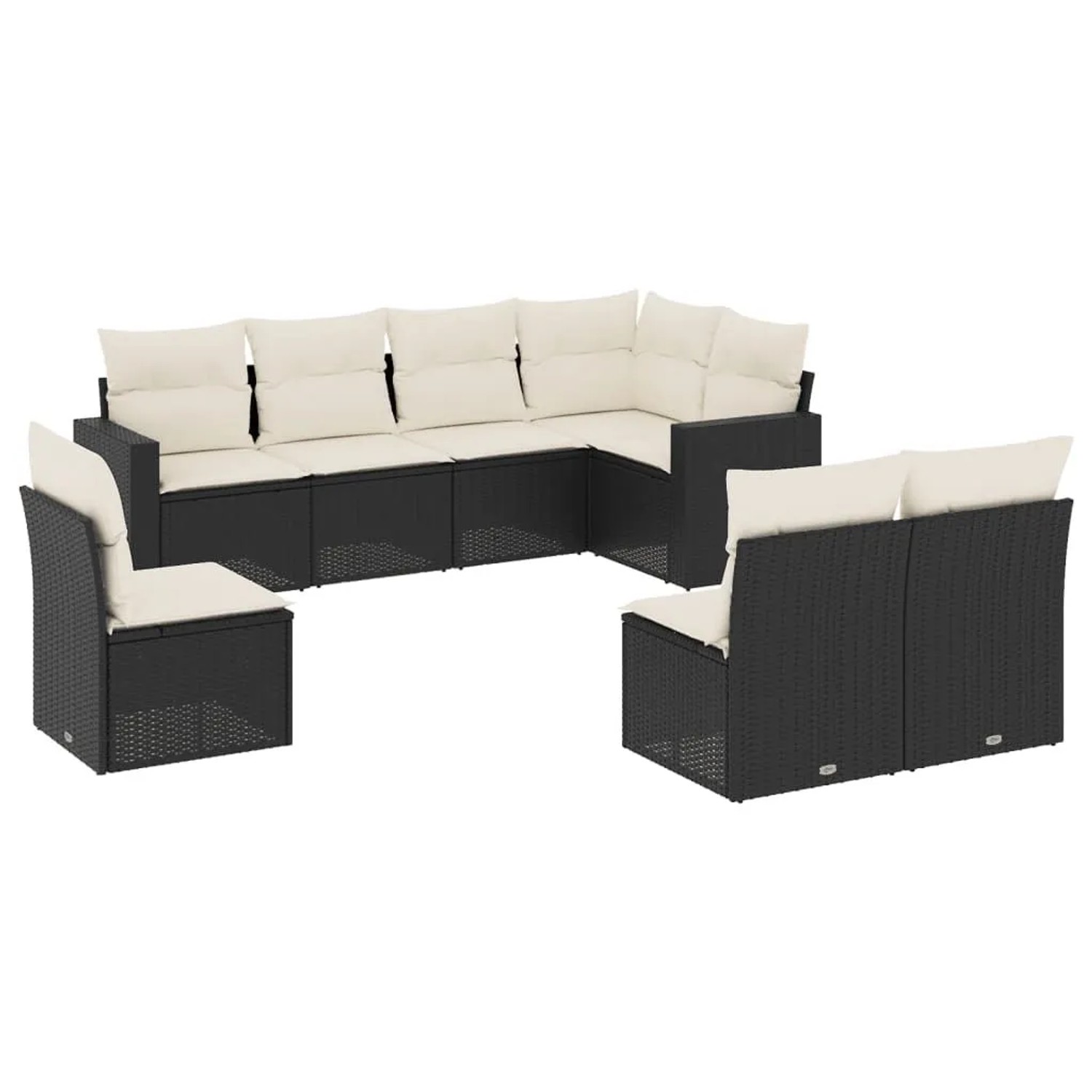 vidaXL 8-Tlg Garten-Sofagarnitur mit Kissen Schwarz Poly Rattan 3251403
